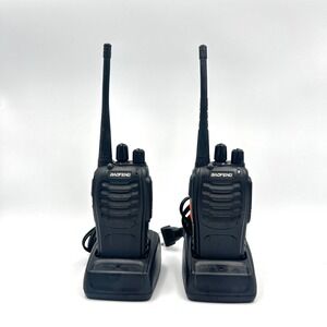 Baofeng BF-888S Walkie Talkie Pair Black UHF Long Range 2-Way Radio Set Chargers